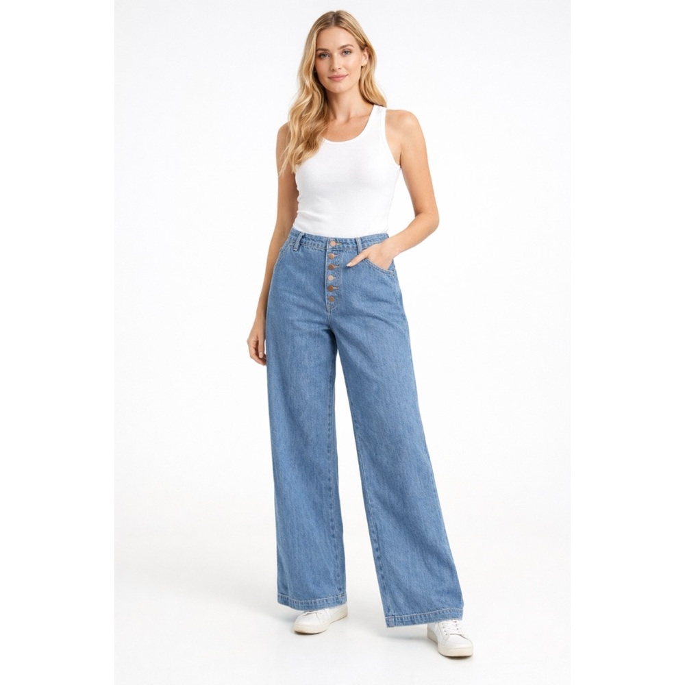 NEW LTS Long Tall Sally Size 20 Button Fly Wide Leg Jeans 35” Inseam #2